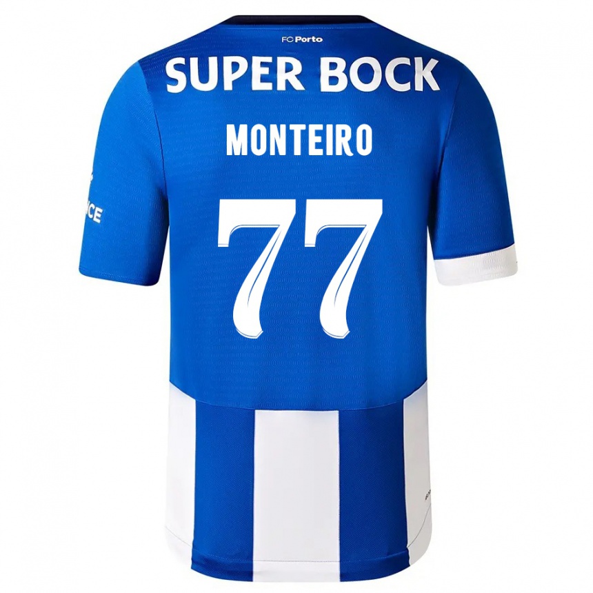 Vyrai Rui Monteiro #77 Mėlyna Balta Namų Marškinėliai 2023/24 T-Shirt