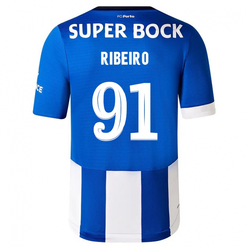 Vyrai Gonçalo Ribeiro #91 Mėlyna Balta Namų Marškinėliai 2023/24 T-Shirt