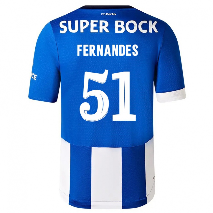 Vyrai Diogo Fernandes #51 Mėlyna Balta Namų Marškinėliai 2023/24 T-Shirt