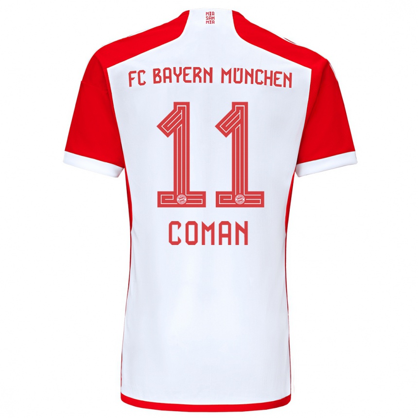 Vyrai Kingsley Coman #11 Raudona Balta Namų Marškinėliai 2023/24 T-Shirt