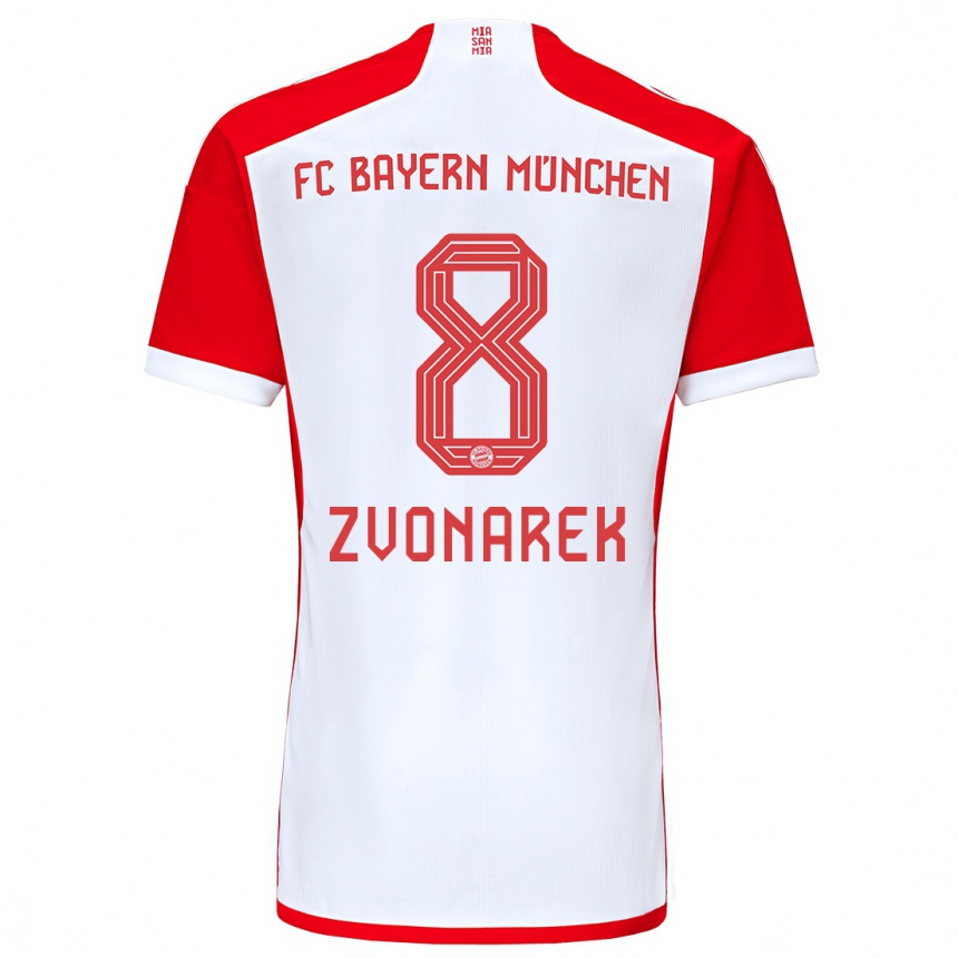 Vyrai Lovro Zvonarek #8 Raudona Balta Namų Marškinėliai 2023/24 T-Shirt