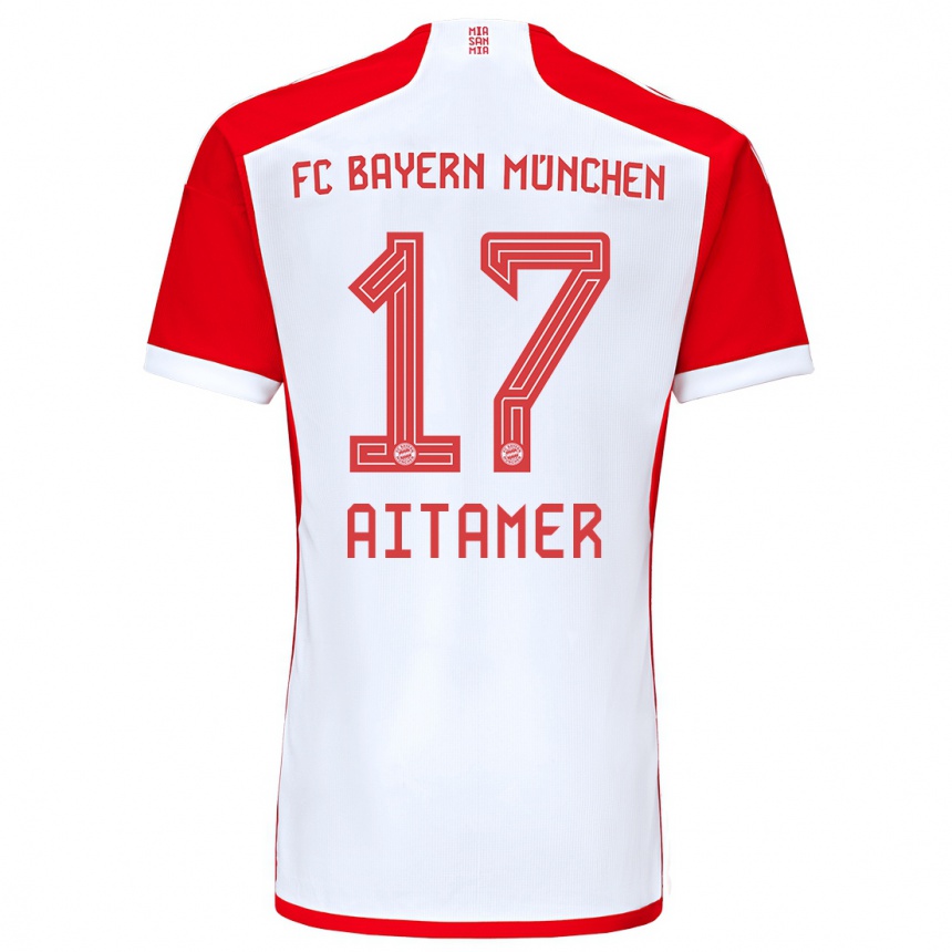 Vyrai Younes Aitamer #17 Raudona Balta Namų Marškinėliai 2023/24 T-Shirt