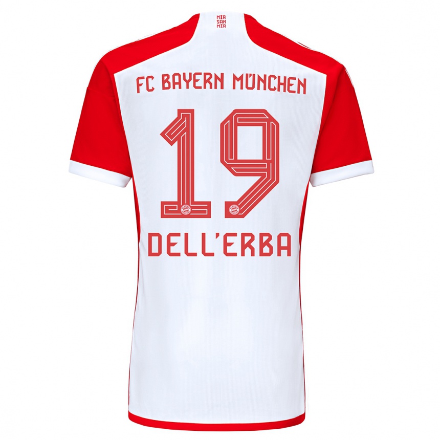 Vyrai Davide Dell'erba #19 Raudona Balta Namų Marškinėliai 2023/24 T-Shirt