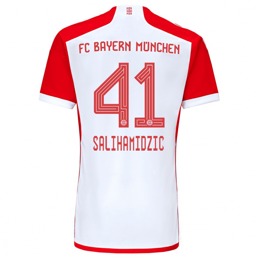 Vyrai Nick Salihamidzic #41 Raudona Balta Namų Marškinėliai 2023/24 T-Shirt