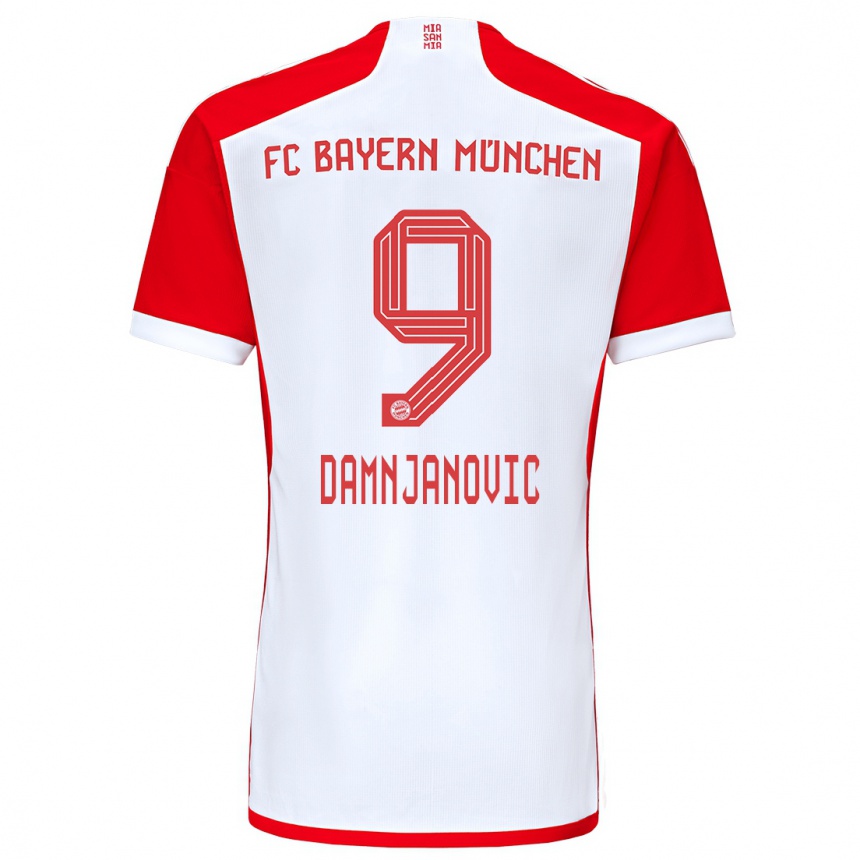 Vyrai Jovana Damnjanovic #9 Raudona Balta Namų Marškinėliai 2023/24 T-Shirt