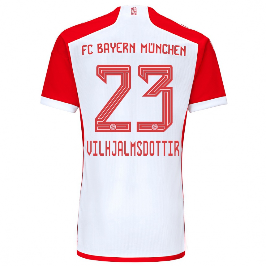 Vyrai Karolina Lea Vilhjalmsdottir #23 Raudona Balta Namų Marškinėliai 2023/24 T-Shirt