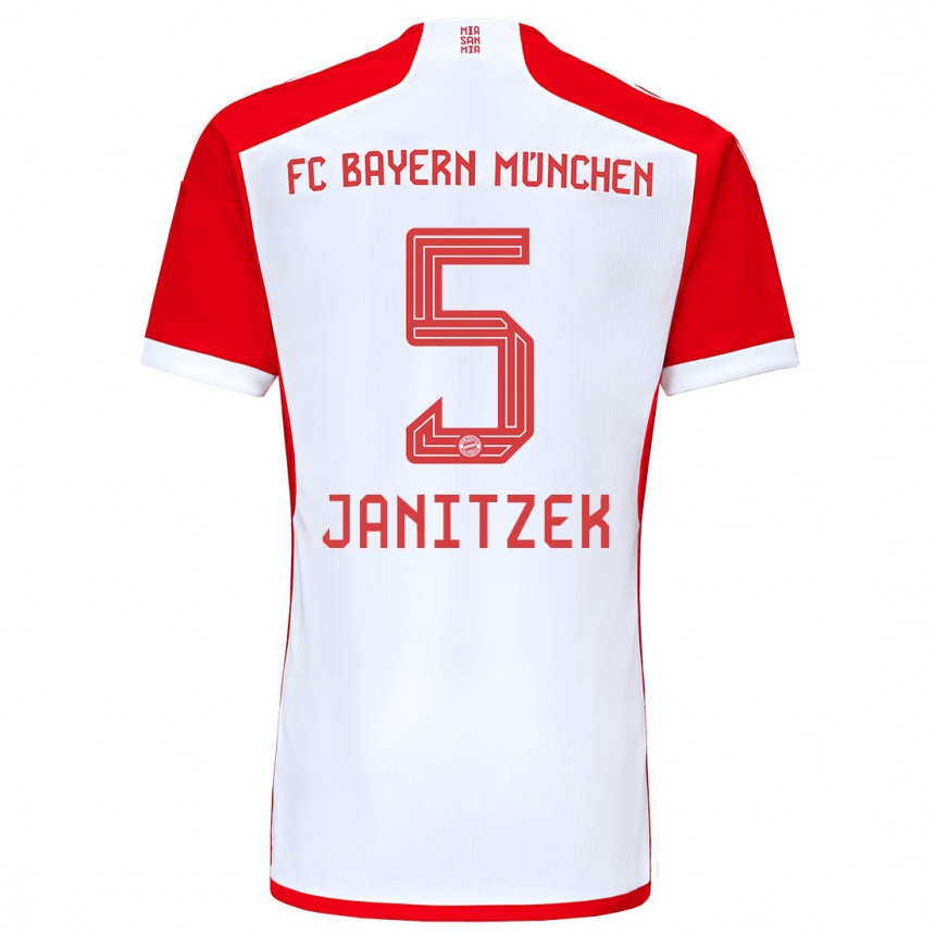 Vyrai Justin Janitzek #5 Raudona Balta Namų Marškinėliai 2023/24 T-Shirt