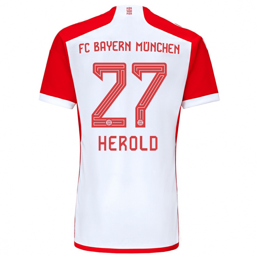 Vyrai David Herold #27 Raudona Balta Namų Marškinėliai 2023/24 T-Shirt