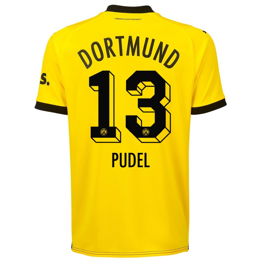 Vyrai Bjarne Pudel #13 Geltona Namų Marškinėliai 2023/24 T-Shirt