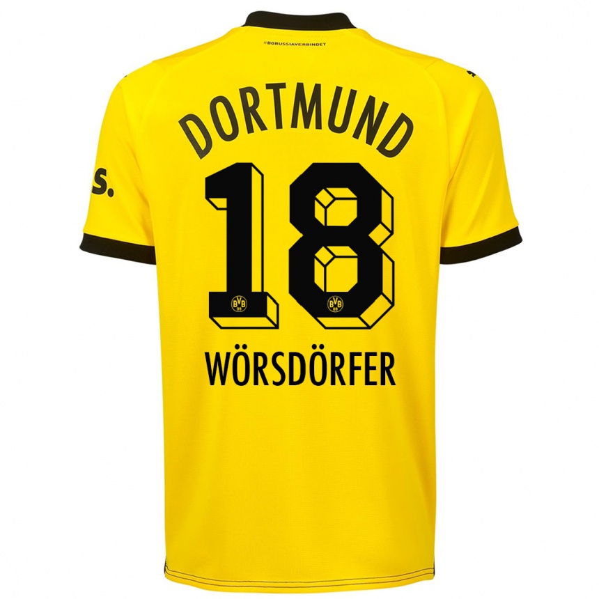 Vyrai Len Wörsdörfer #18 Geltona Namų Marškinėliai 2023/24 T-Shirt