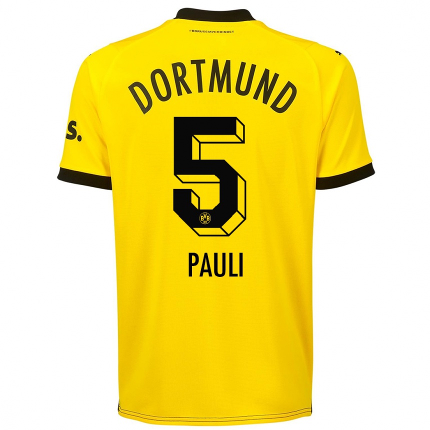 Vyrai Julian Pauli #5 Geltona Namų Marškinėliai 2023/24 T-Shirt