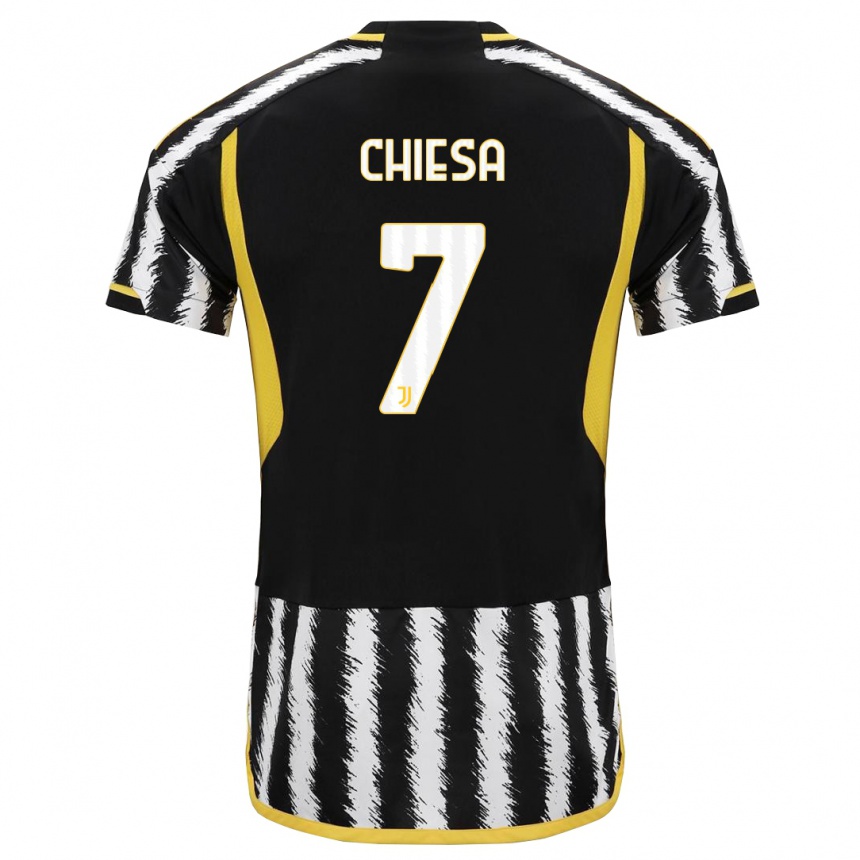 Vyrai Federico Chiesa #7 Juoda Balta Namų Marškinėliai 2023/24 T-Shirt