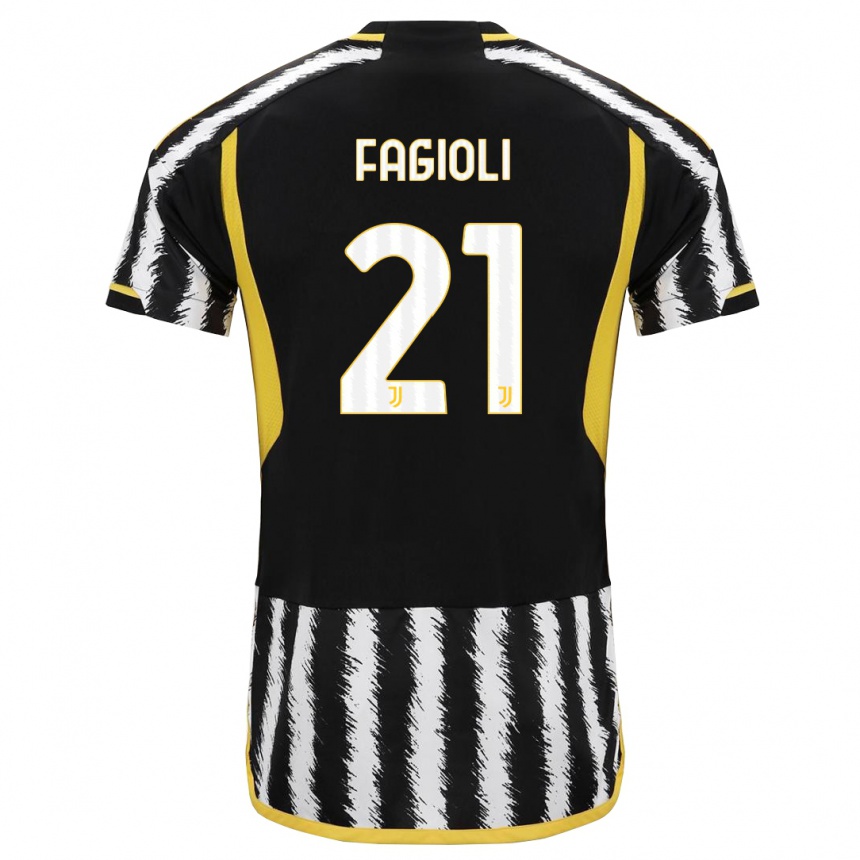 Vyrai Nicolo Fagioli #21 Juoda Balta Namų Marškinėliai 2023/24 T-Shirt