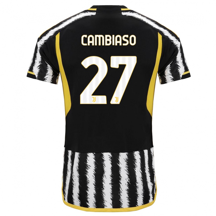 Vyrai Andrea Cambiaso #27 Juoda Balta Namų Marškinėliai 2023/24 T-Shirt