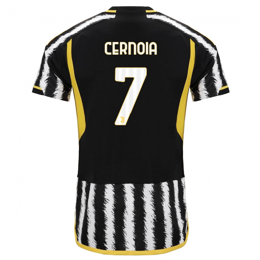 Vyrai Valentina Cernoia #7 Juoda Balta Namų Marškinėliai 2023/24 T-Shirt