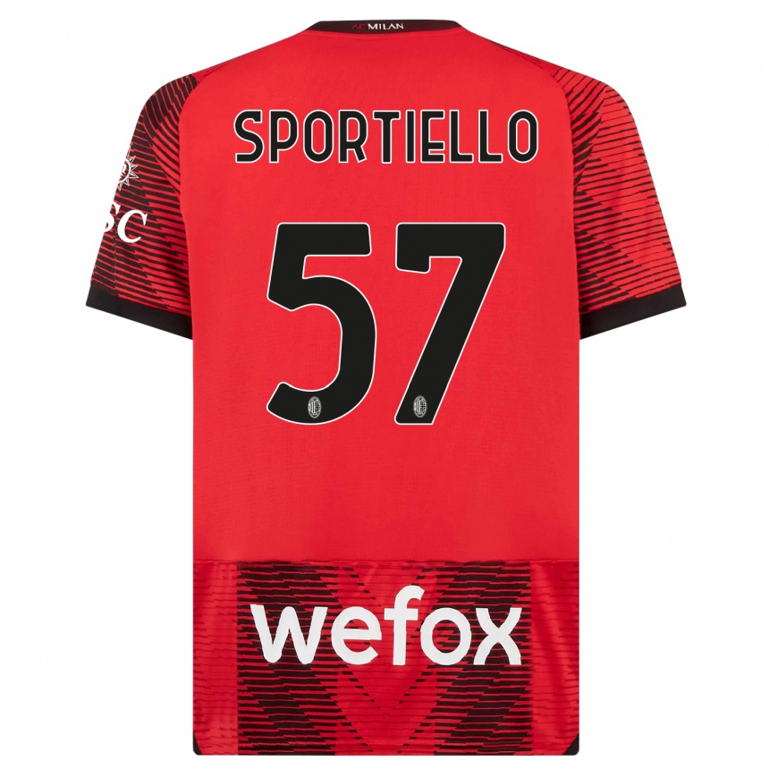 Vyrai Marco Sportiello #57 Raudona Juoda Namų Marškinėliai 2023/24 T-Shirt