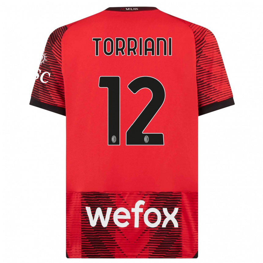 Vyrai Lorenzo Torriani #12 Raudona Juoda Namų Marškinėliai 2023/24 T-Shirt