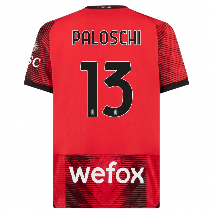 Vyrai Dorian Paloschi #13 Raudona Juoda Namų Marškinėliai 2023/24 T-Shirt