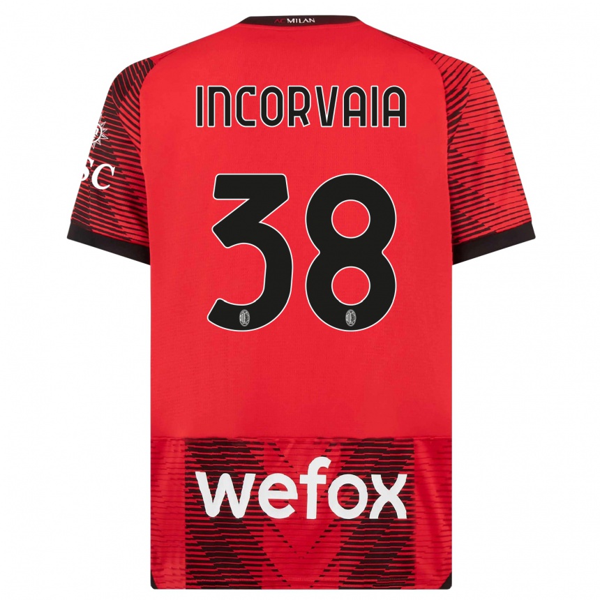 Vyrai Giovanni Incorvaia #38 Raudona Juoda Namų Marškinėliai 2023/24 T-Shirt