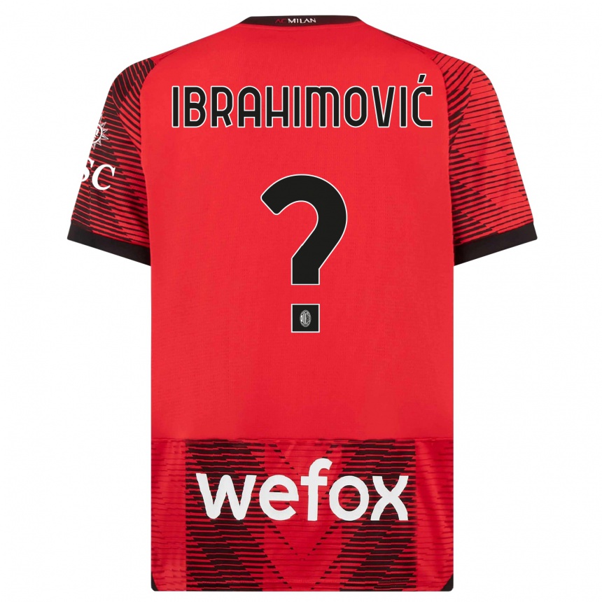 Vyrai Maximilian Ibrahimović #0 Raudona Juoda Namų Marškinėliai 2023/24 T-Shirt