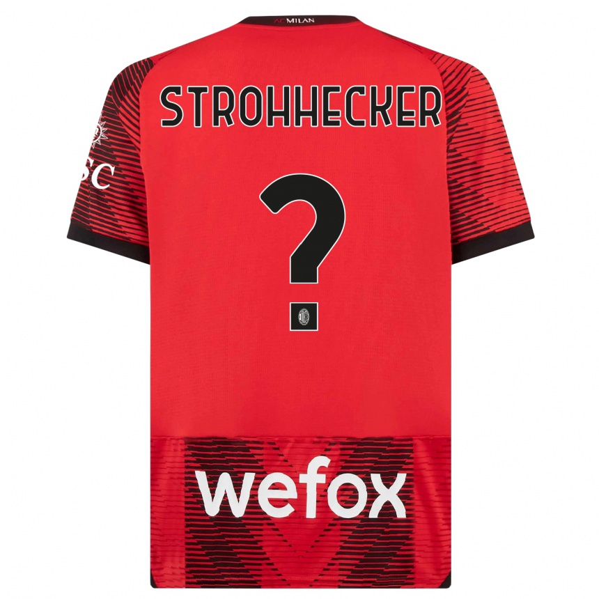 Vyrai Riccardo Strohhecker #0 Raudona Juoda Namų Marškinėliai 2023/24 T-Shirt