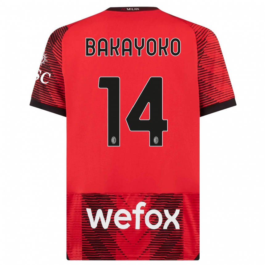 Vyrai Tiemoue Bakayoko #14 Raudona Juoda Namų Marškinėliai 2023/24 T-Shirt