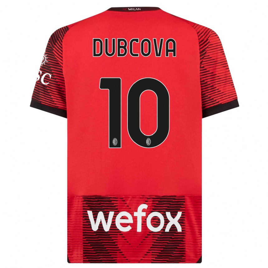 Vyrai Kamila Dubcova #10 Raudona Juoda Namų Marškinėliai 2023/24 T-Shirt