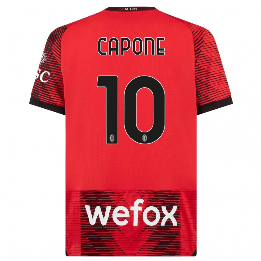 Vyrai Andrea Capone #10 Raudona Juoda Namų Marškinėliai 2023/24 T-Shirt