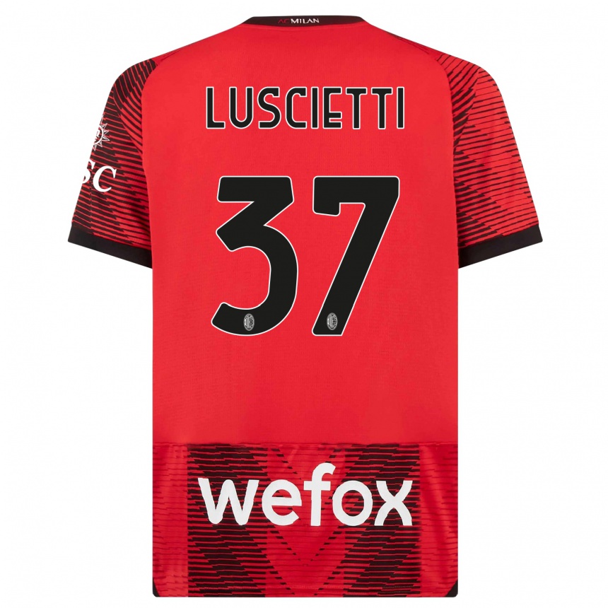 Vyrai Abebe Luscietti #37 Raudona Juoda Namų Marškinėliai 2023/24 T-Shirt