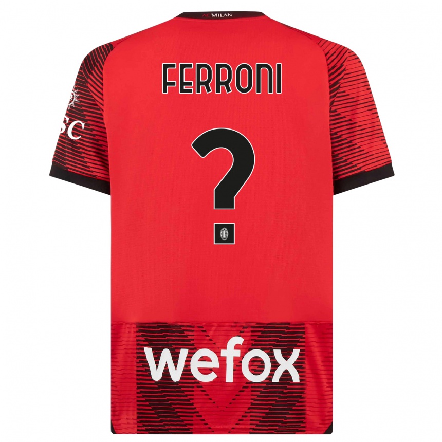 Vyrai Leonardo Ferroni #0 Raudona Juoda Namų Marškinėliai 2023/24 T-Shirt