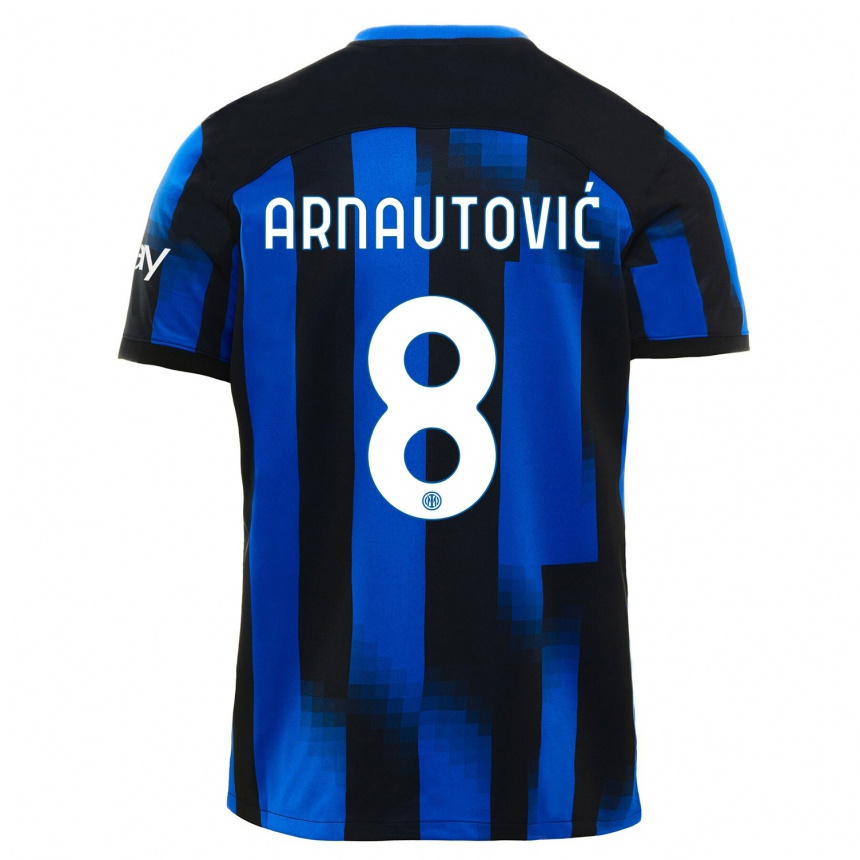 Vyrai Marko Arnautovic #8 Juoda Mėlyna Namų Marškinėliai 2023/24 T-Shirt