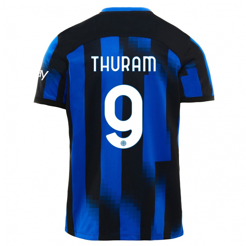 Vyrai Marcus Thuram #9 Juoda Mėlyna Namų Marškinėliai 2023/24 T-Shirt