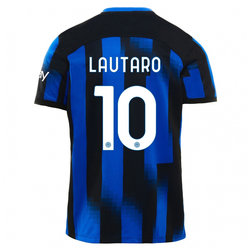 Vyrai Lautaro Martinez #10 Juoda Mėlyna Namų Marškinėliai 2023/24 T-Shirt