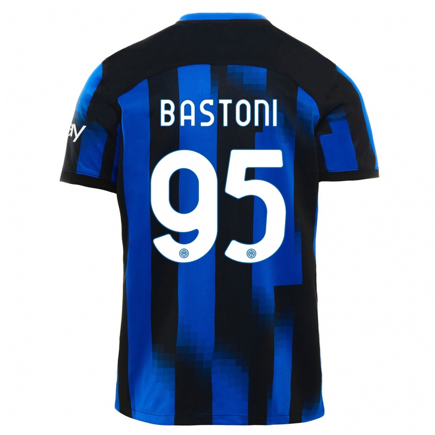 Vyrai Alessandro Bastoni #95 Juoda Mėlyna Namų Marškinėliai 2023/24 T-Shirt