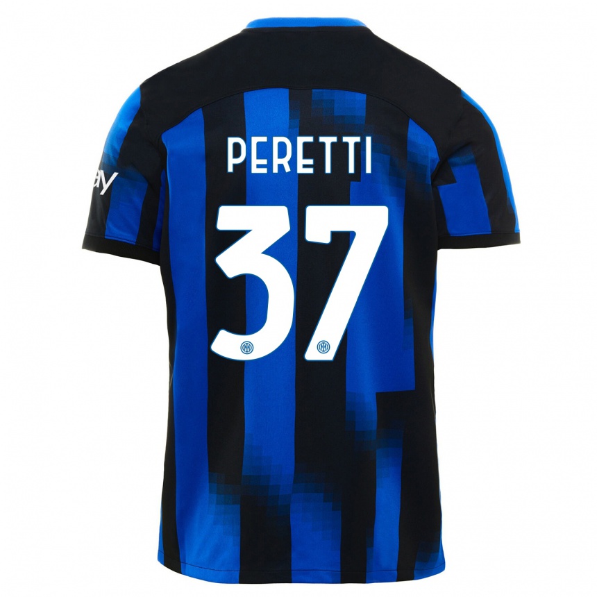 Vyrai Lorenzo Peretti #37 Juoda Mėlyna Namų Marškinėliai 2023/24 T-Shirt