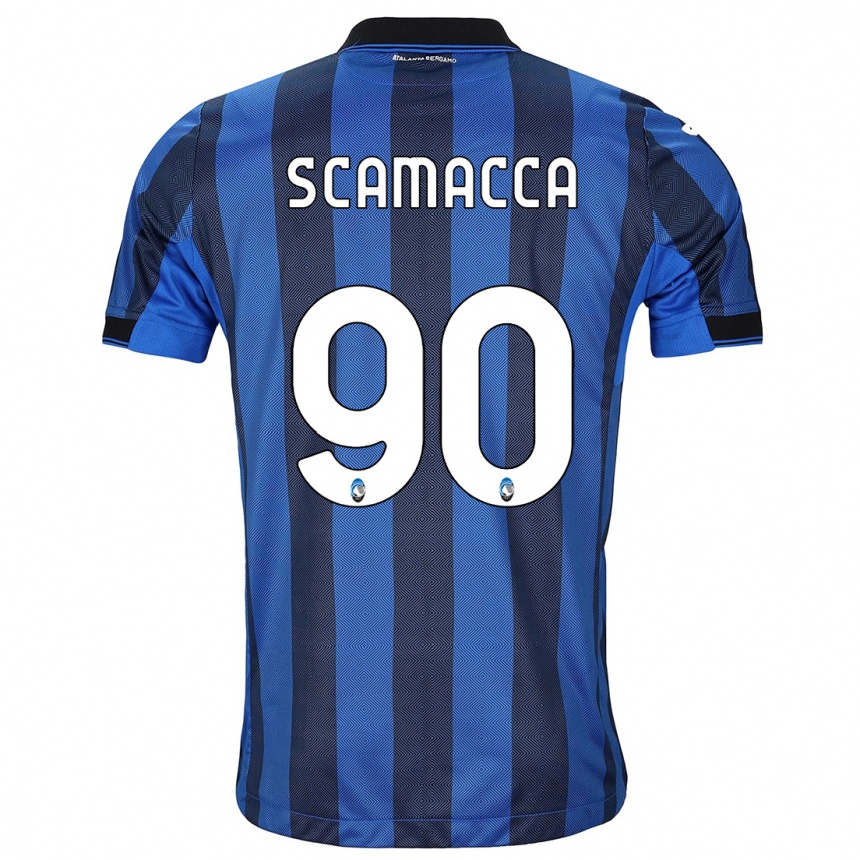 Vyrai Gianluca Scamacca #90 Juoda Mėlyna Namų Marškinėliai 2023/24 T-Shirt