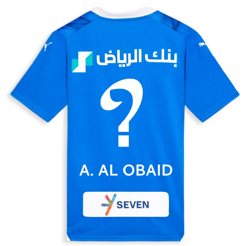 Vyrai Abdulrahman Al-Obaid #0 Mėlyna Namų Marškinėliai 2023/24 T-Shirt