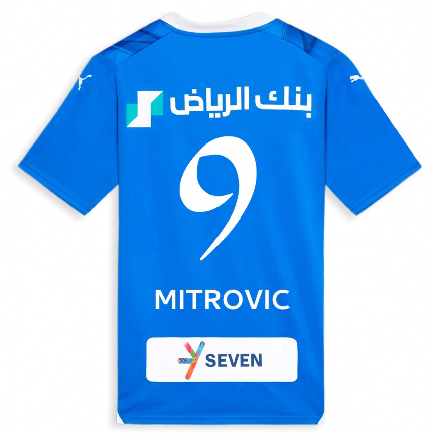 Vyrai Aleksandar Mitrovic #9 Mėlyna Namų Marškinėliai 2023/24 T-Shirt