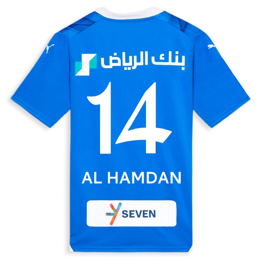 Vyrai Abdullah Al-Hamdan #14 Mėlyna Namų Marškinėliai 2023/24 T-Shirt