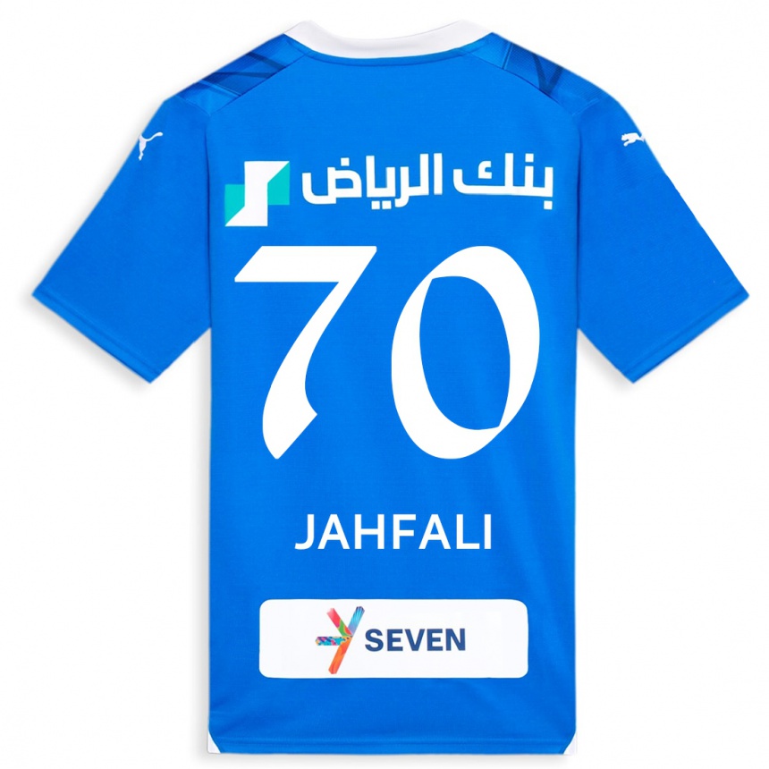 Vyrai Mohammed Jahfali #70 Mėlyna Namų Marškinėliai 2023/24 T-Shirt