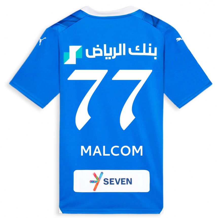 Vyrai Malcom #77 Mėlyna Namų Marškinėliai 2023/24 T-Shirt