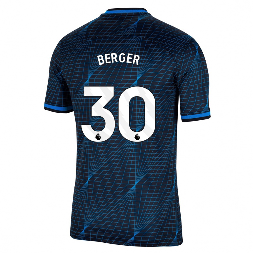 Vyrai Ann-Katrin Berger #30 Tamsiai Mėlyna Išvykos Marškinėliai 2023/24 T-Shirt