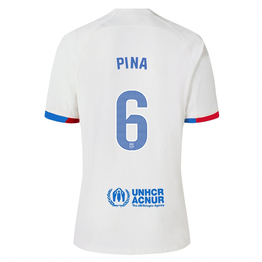 Vyrai Claudia Pina #6 Baltas Išvykos Marškinėliai 2023/24 T-Shirt