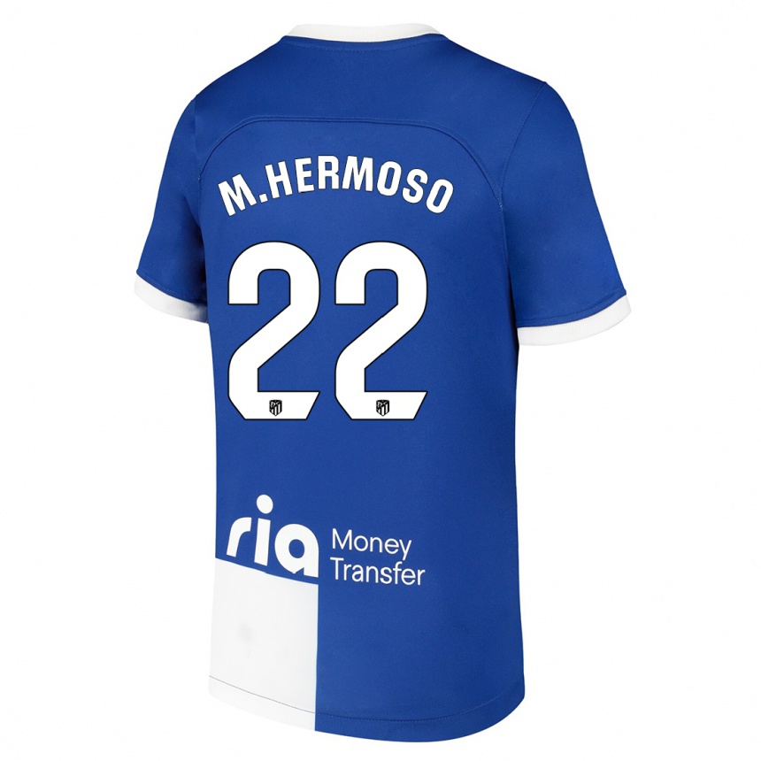 Vyrai Mario Hermoso #22 Mėlyna Balta Išvykos Marškinėliai 2023/24 T-Shirt