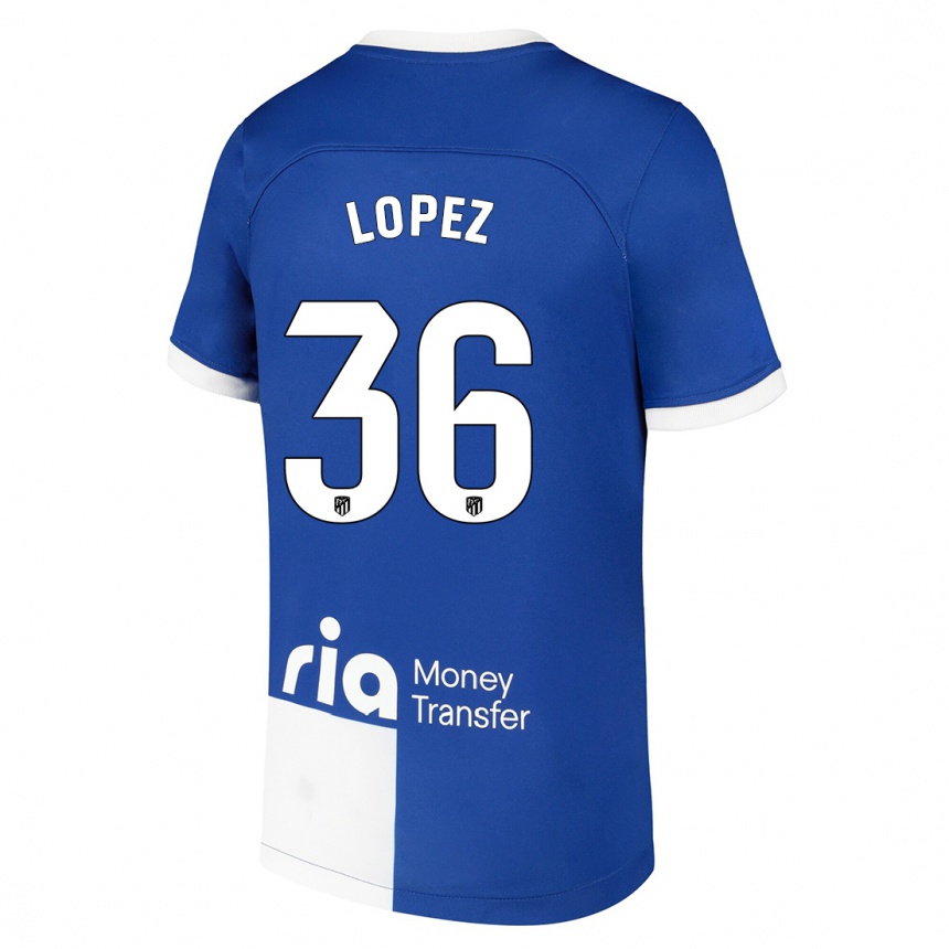 Vyrai David Lopez #36 Mėlyna Balta Išvykos Marškinėliai 2023/24 T-Shirt