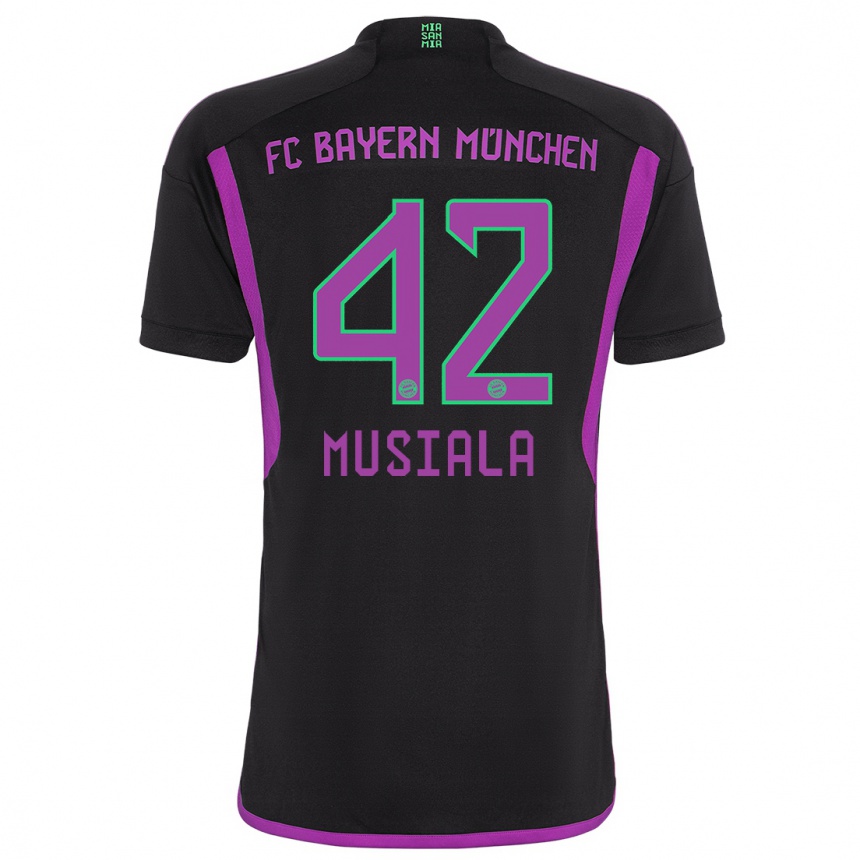 Vyrai Jamal Musiala #42 Juoda Išvykos Marškinėliai 2023/24 T-Shirt