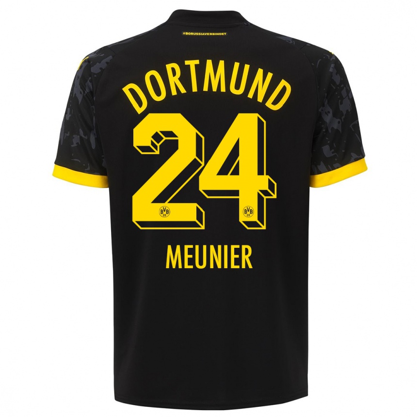 Vyrai Thomas Meunier #24 Juoda Išvykos Marškinėliai 2023/24 T-Shirt