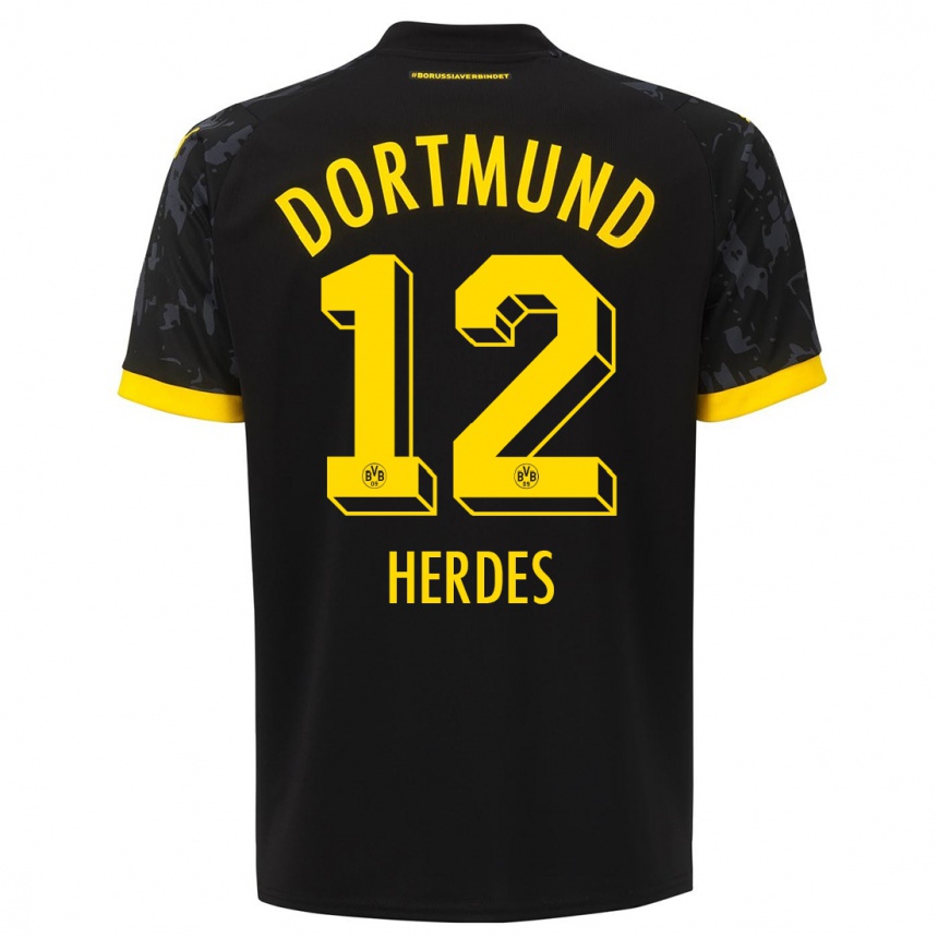 Vyrai Leon Herdes #12 Juoda Išvykos Marškinėliai 2023/24 T-Shirt