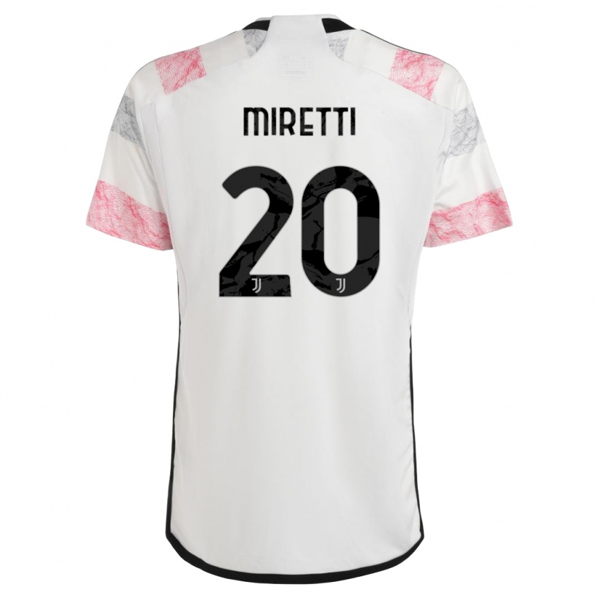 Vyrai Fabio Miretti #20 Balta Rožinė Išvykos Marškinėliai 2023/24 T-Shirt