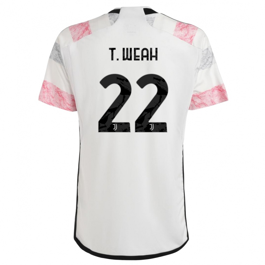 Vyrai Timothy Weah #22 Balta Rožinė Išvykos Marškinėliai 2023/24 T-Shirt